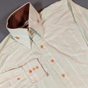 Bogosse Mens Striped Button Down Shirt Size 3 Long Sleeve Triple Buttons